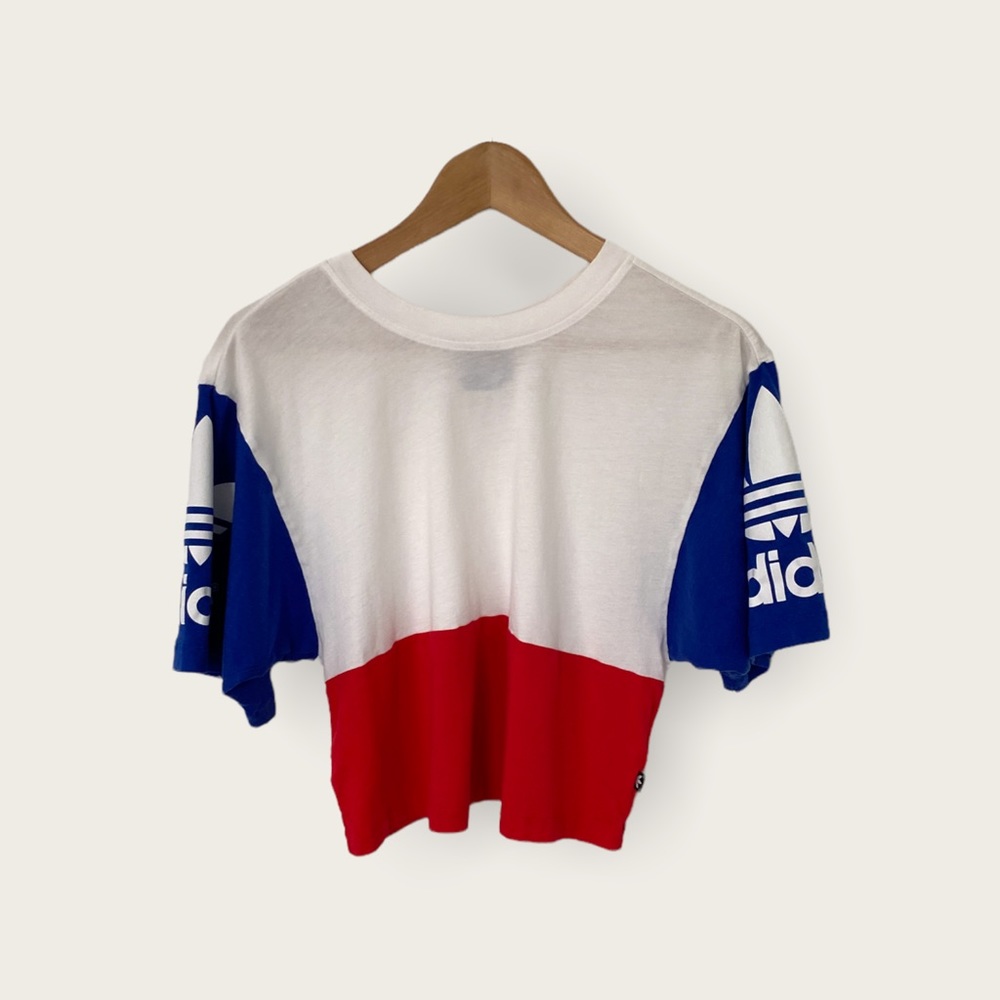 Red White & Blue Color Block Adidas T-shirt